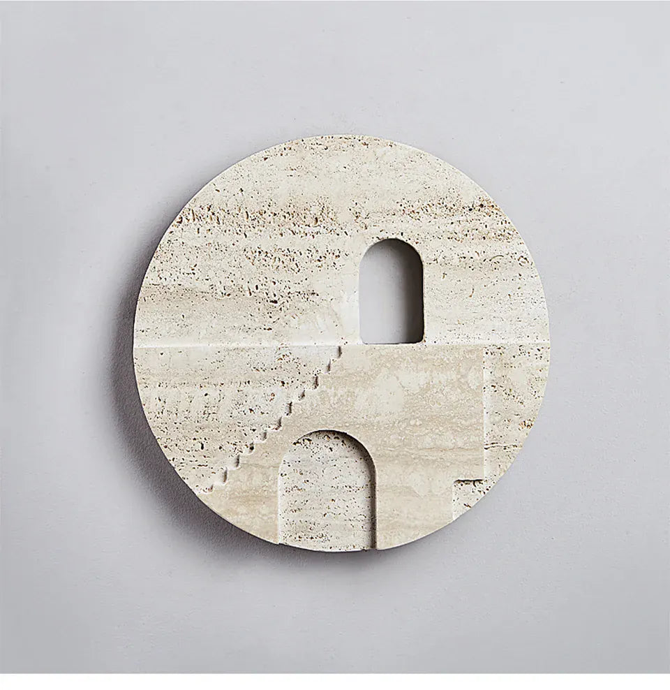 Verthara Premium Natural Stone Round Outdoor Wall Lamp Warm white