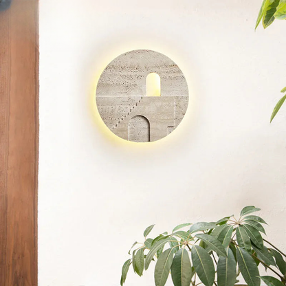 Verthara Premium Natural Stone Round Outdoor Wall Lamp Warm white