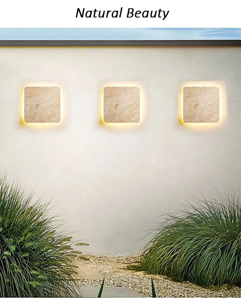Verthara Premium Natural Stone Square Outdoor Wall Light