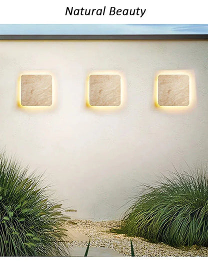 Verthara Premium Natural Stone Square Outdoor Wall Light