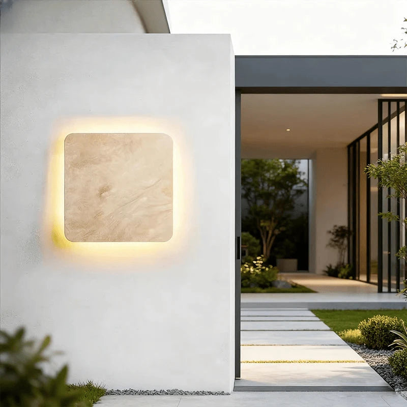 Verthara Premium Natural Stone Square Outdoor Wall Light