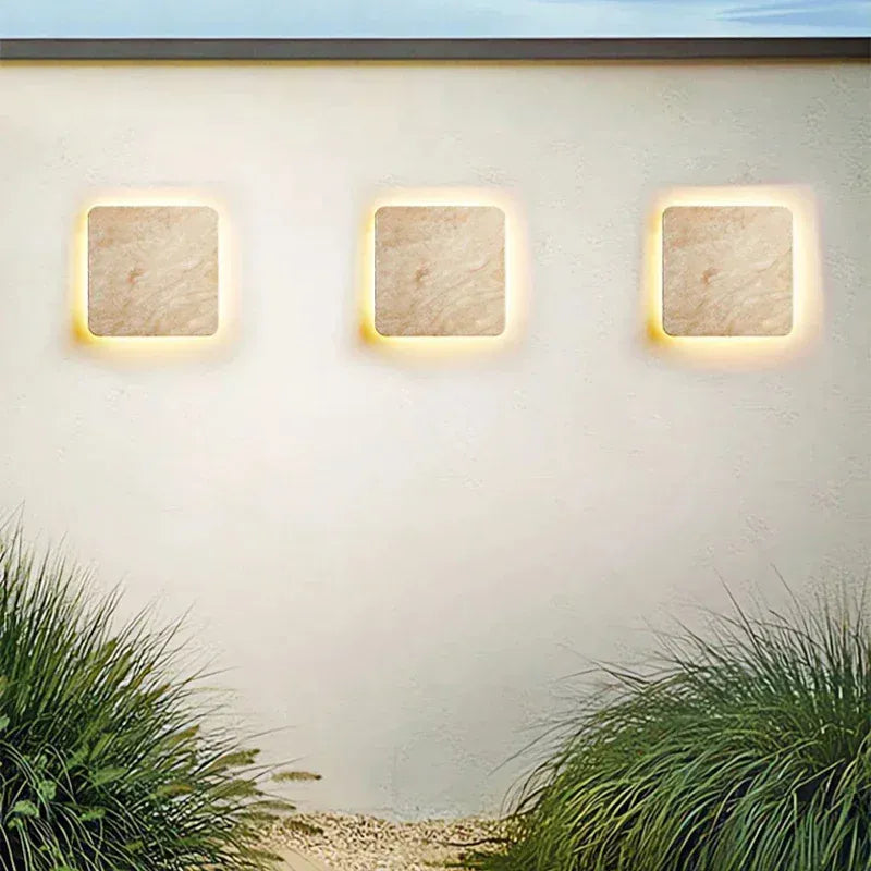 Verthara Premium Natural Stone Square Outdoor Wall Light