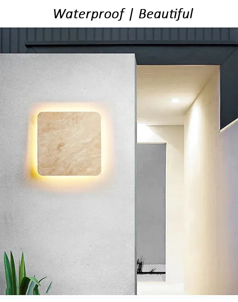 Verthara Premium Natural Stone Square Outdoor Wall Light