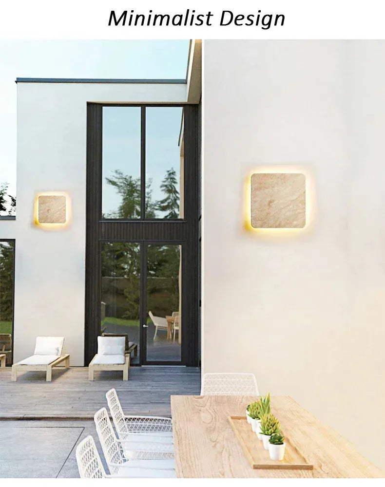 Verthara Premium Natural Stone Square Outdoor Wall Light