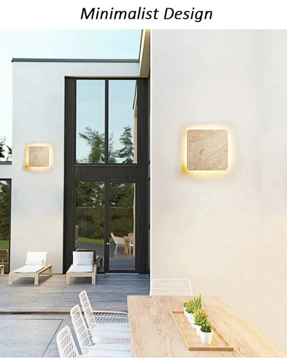 Verthara Premium Natural Stone Square Outdoor Wall Light
