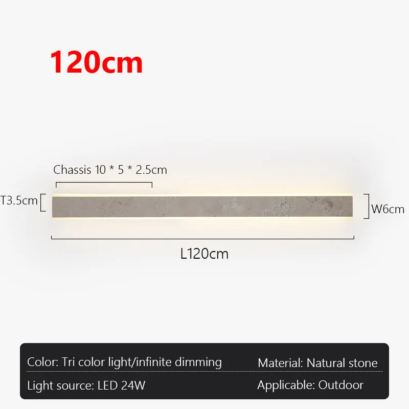 Verthara Premium Natural Stone Strip Outdoor Wall Light L120cmx6cm