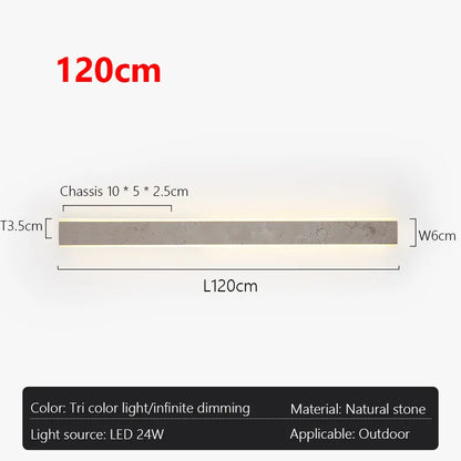Verthara Premium Natural Stone Strip Outdoor Wall Light L120cmx6cm