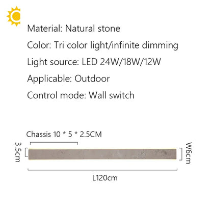 Verthara Premium Natural Stone Strip Outdoor Wall Light