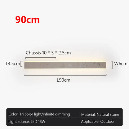 Verthara Premium Natural Stone Strip Outdoor Wall Light L90cmx6cm