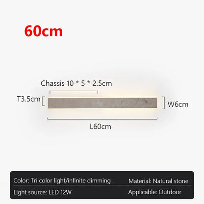 Verthara Premium Natural Stone Strip Outdoor Wall Light L60cmx6cm