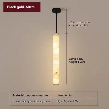 Verthara Premium Natural Stone Strip Pendant Light Black H60cm / Cool  white