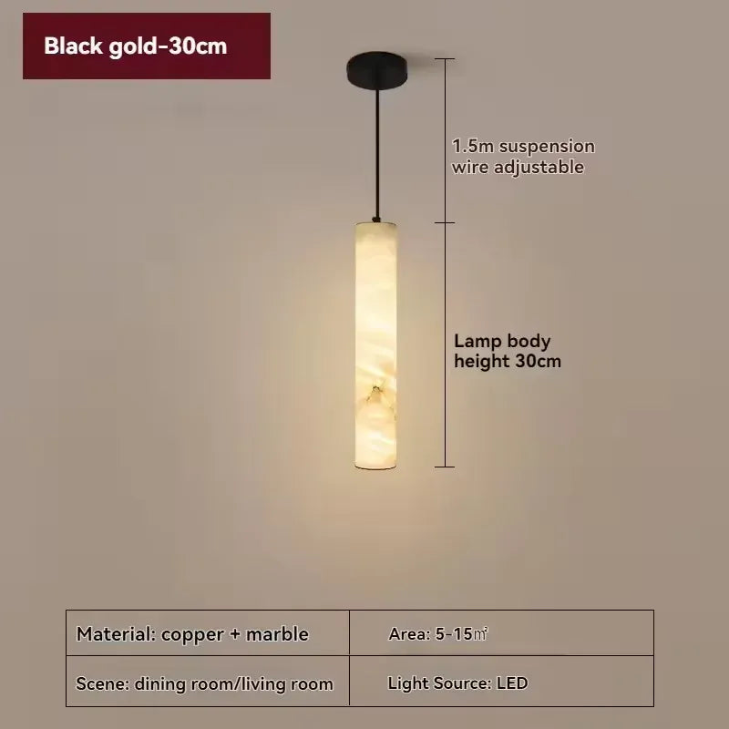 Verthara Premium Natural Stone Strip Pendant Light Black H30cm / Cool  white