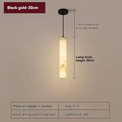 Verthara Premium Natural Stone Strip Pendant Light Black H30cm / Cool  white