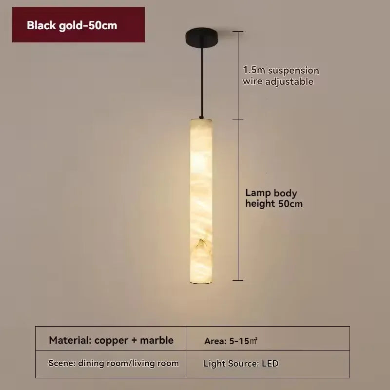 Verthara Premium Natural Stone Strip Pendant Light Black H50cm / Cool  white