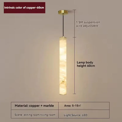 Verthara Premium Natural Stone Strip Pendant Light Gold H60cm / Cool  white