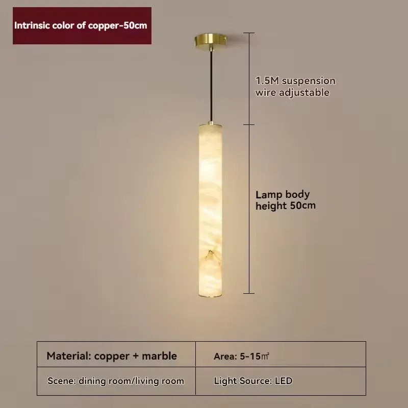 Verthara Premium Natural Stone Strip Pendant Light Gold H50cm / Cool  white