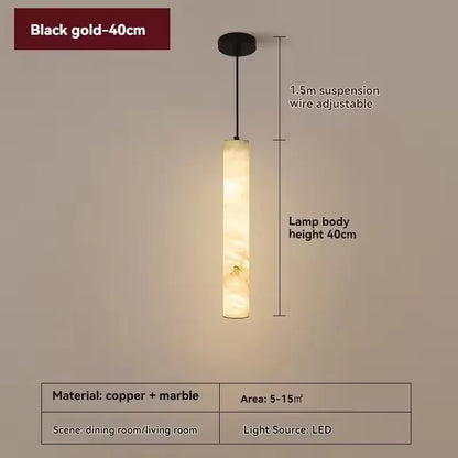 Verthara Premium Natural Stone Strip Pendant Light Black H40cm / Cool  white