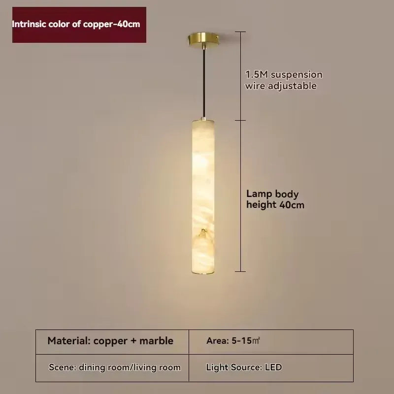 Verthara Premium Natural Stone Strip Pendant Light Gold  H40cm / Cool  white