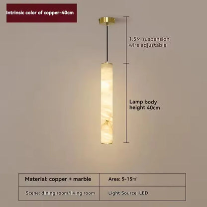 Verthara Premium Natural Stone Strip Pendant Light Gold  H40cm / Cool  white