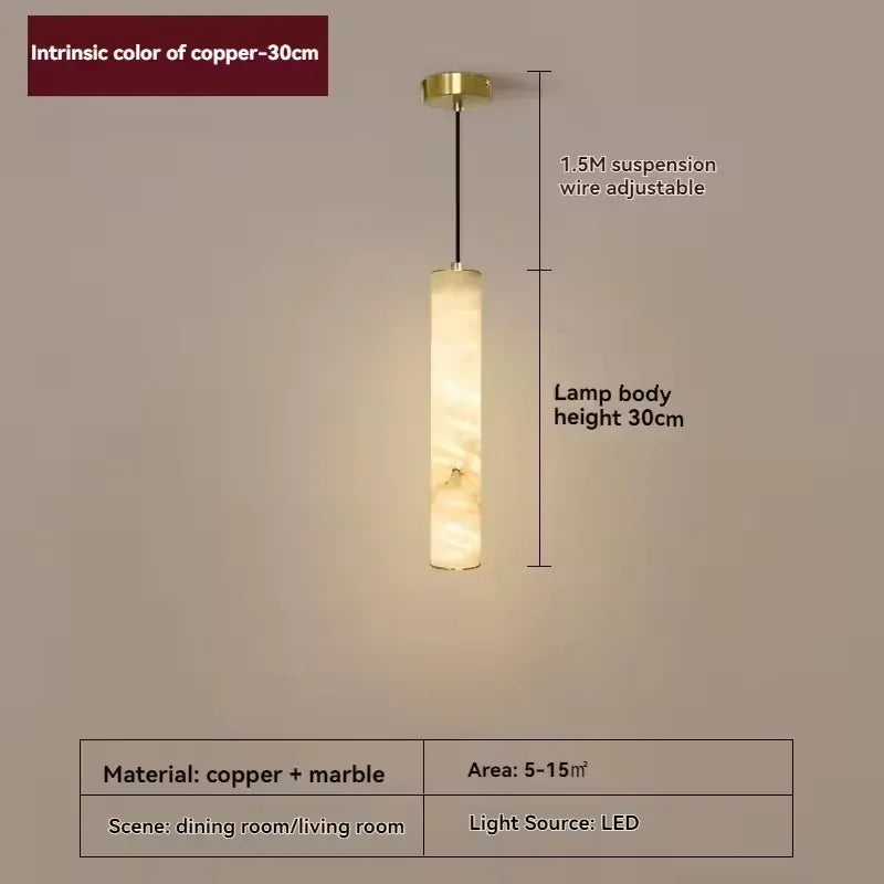 Verthara Premium Natural Stone Strip Pendant Light Gold H30cm / Cool  white