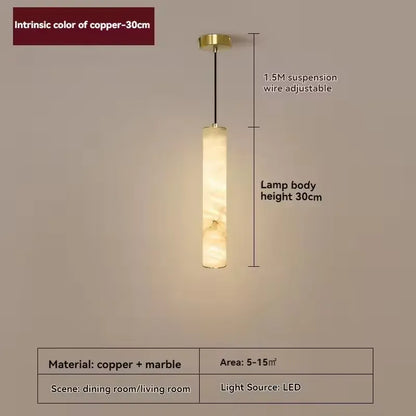 Verthara Premium Natural Stone Strip Pendant Light Gold H30cm / Cool  white