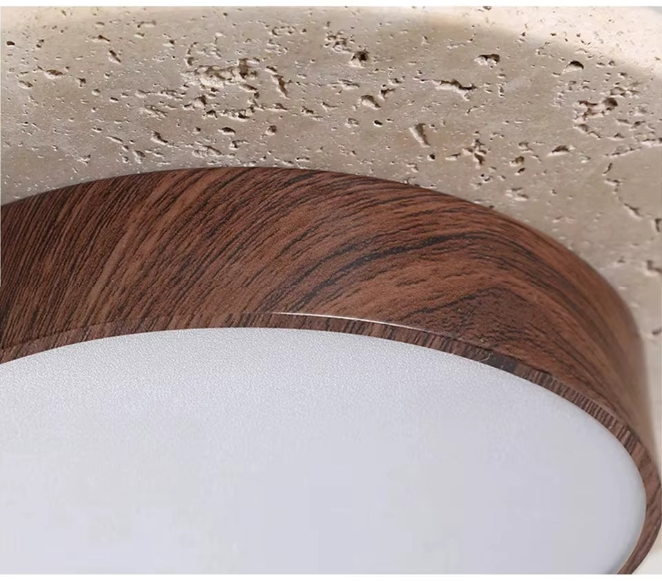 Verthara Premium Natural Yellow Stone Flush Mount Ceiling Light – 22cm LED 28W Fixture with Dual Color Temperature for Living Room and Corridors