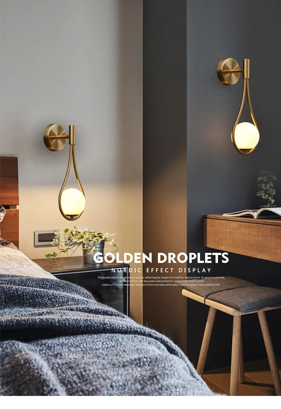 Verthara Premium Nordic G9 Gold Wall Sconce