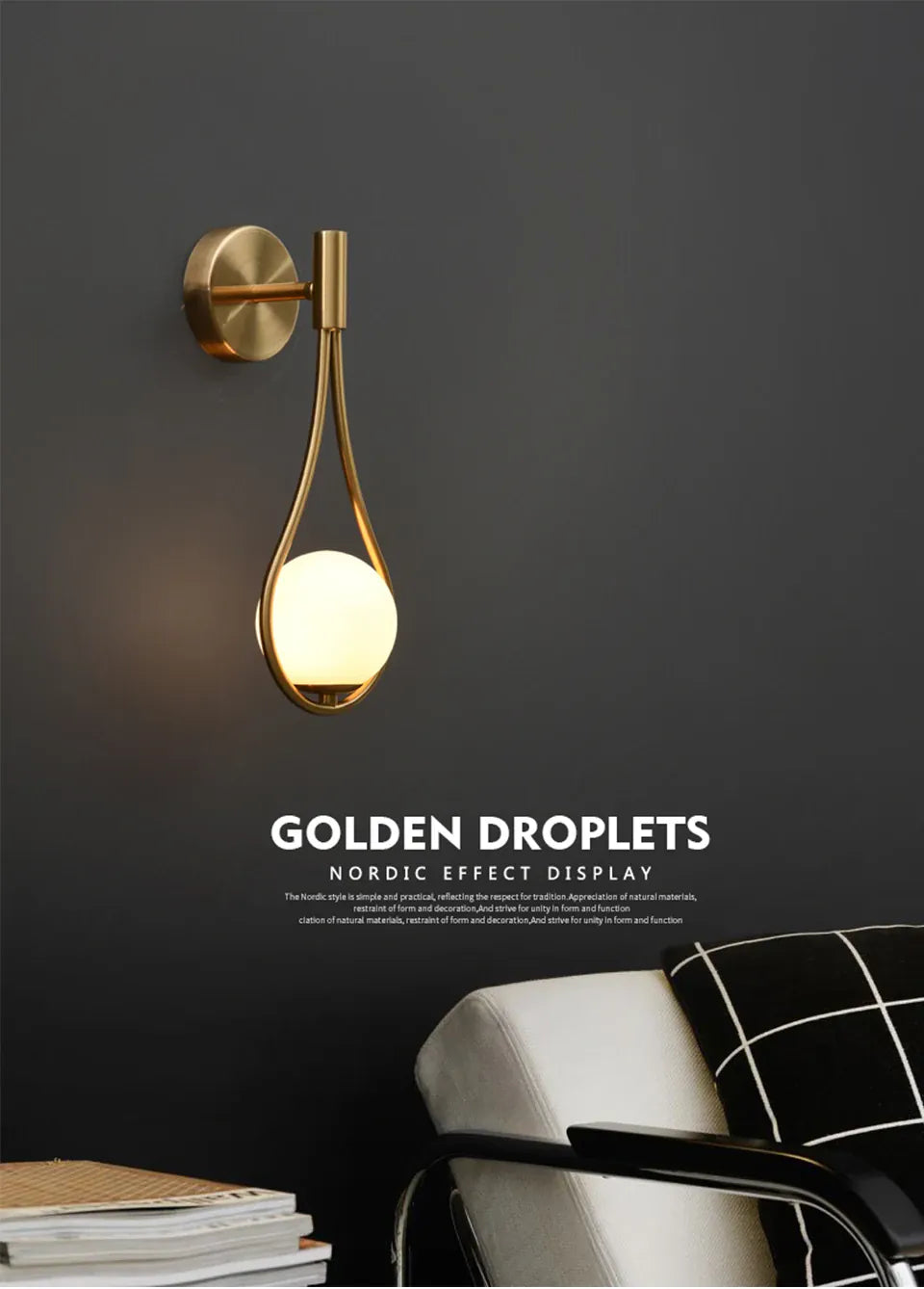 Verthara Premium Nordic G9 Gold Wall Sconce