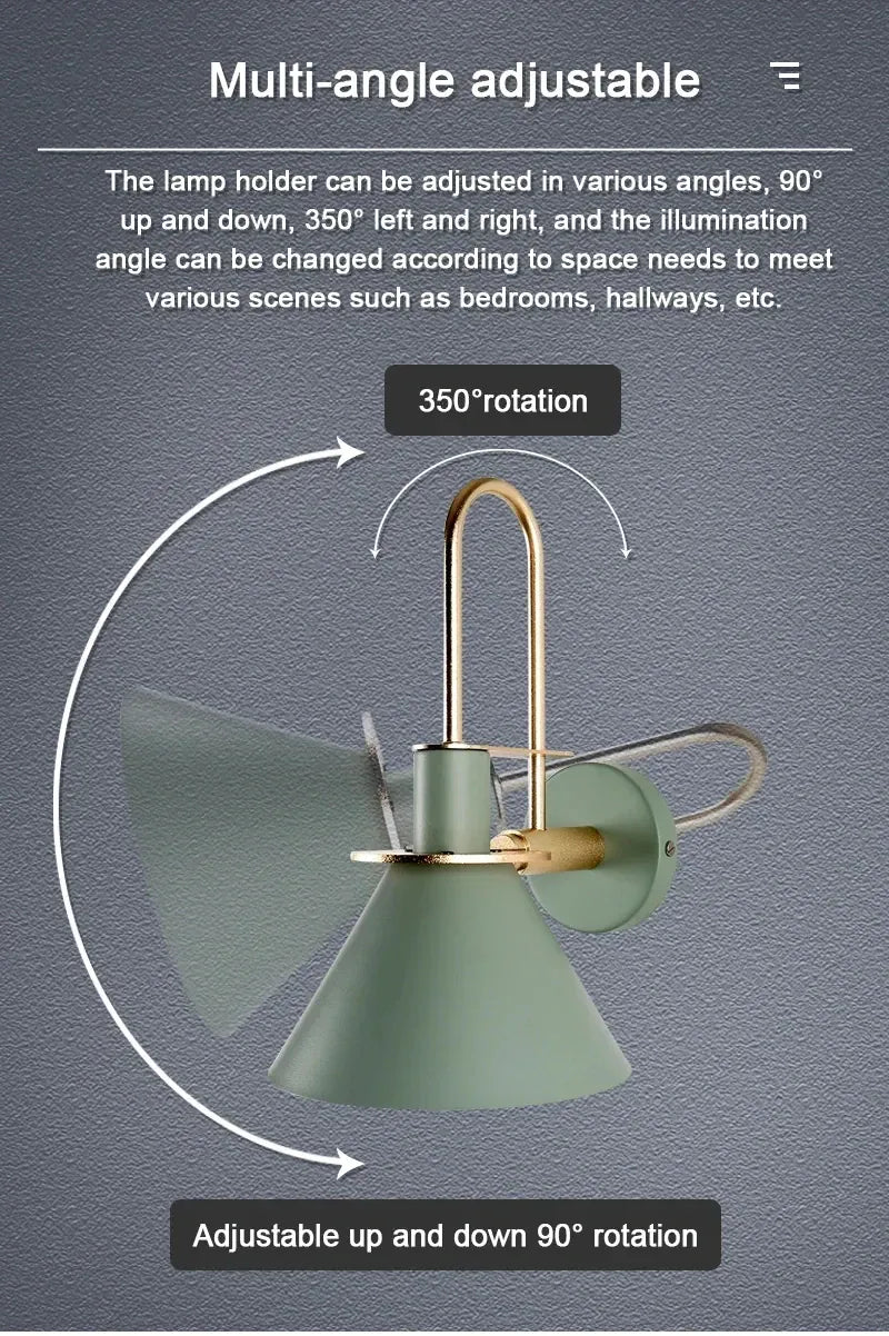 Verthara Premium Nordic Hardwired Wall Sconce with Rotary Switch