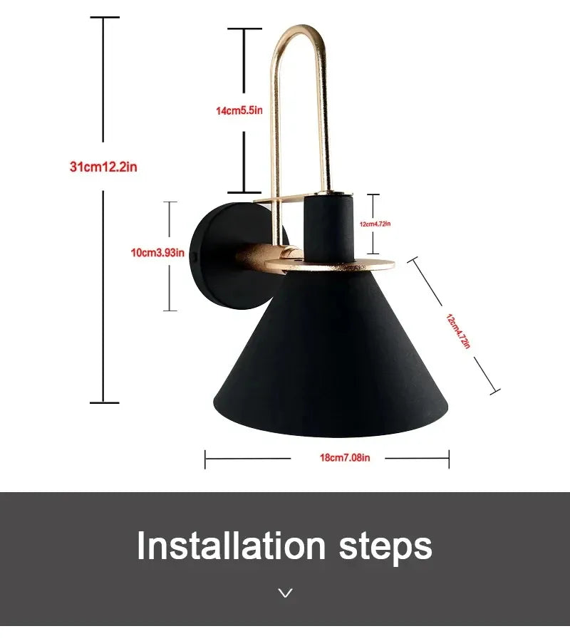 Verthara Premium Nordic Hardwired Wall Sconce with Rotary Switch