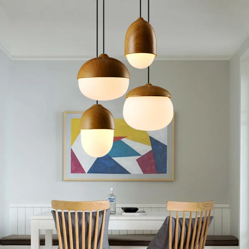 Verthara Premium Nordic Imitation Wood Nut Pendant Light