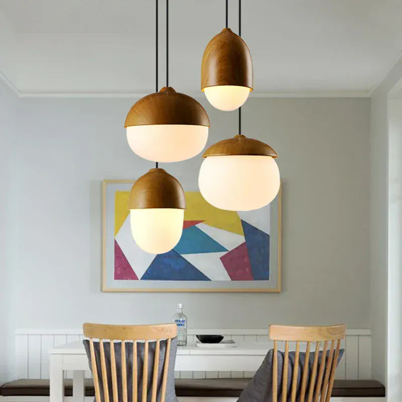 Verthara Premium Nordic Imitation Wood Nut Pendant Light