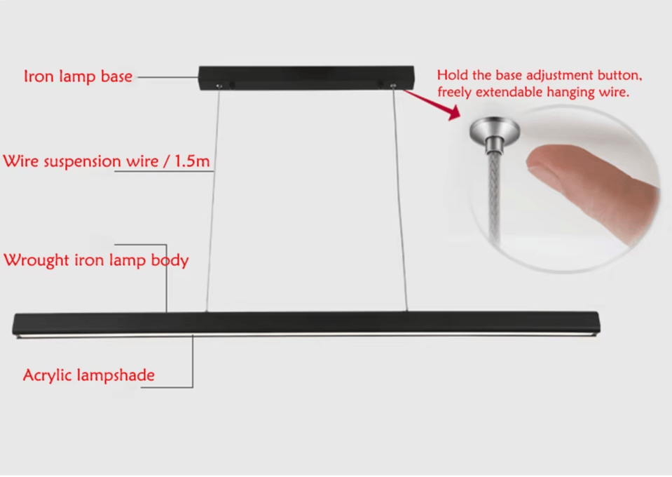Verthara Premium Nordic LED Bar Pendant Light Dimmable 3 Colours