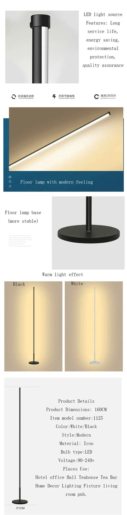 Verthara Premium Nordic Minimalist LED Floor Lamp