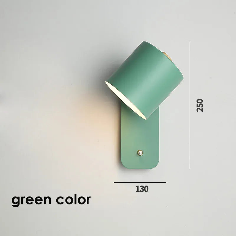 Verthara Premium Nordic Rotatable Bedside Wall Light with Switch Green color / Cool White(5500-7000K)