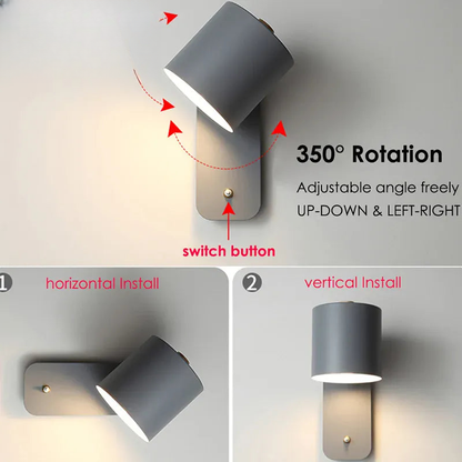 Verthara Premium Nordic Rotatable Bedside Wall Light with Switch