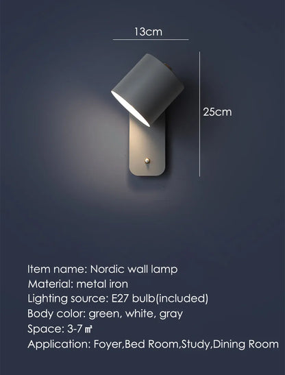 Verthara Premium Nordic Rotatable Bedside Wall Light with Switch