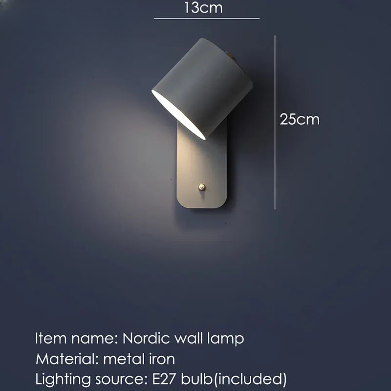 Verthara Premium Nordic Rotatable Bedside Wall Light with Switch