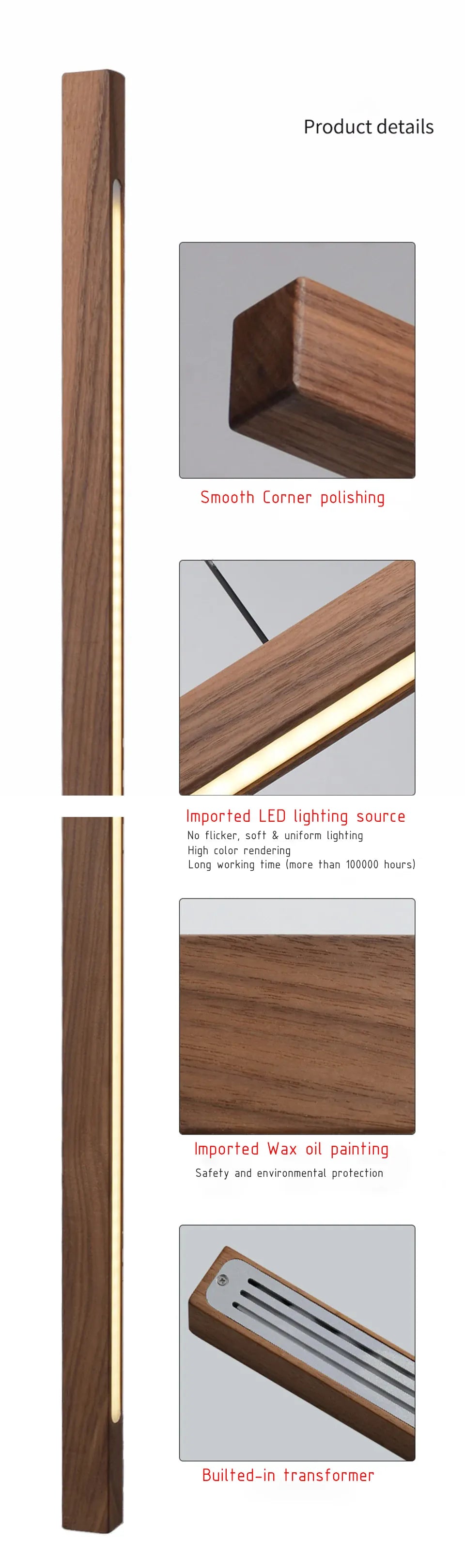 Verthara Premium Nordic Solid Wood Long Pendant Light