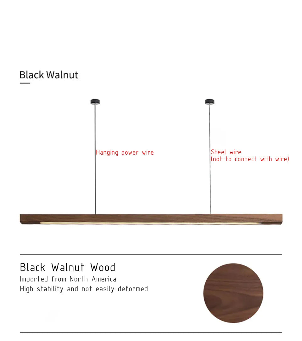 Verthara Premium Nordic Solid Wood Long Pendant Light