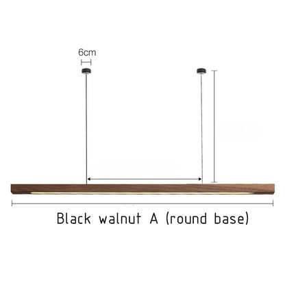 Verthara Premium Nordic Solid Wood Long Pendant Light black walnut  A / 80cm 12W