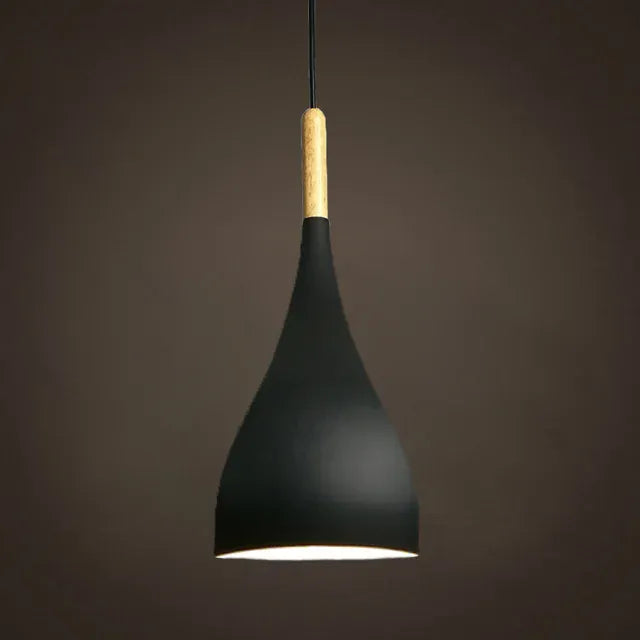 Verthara Premium Nordic Solid Wood Pendant Light A style black / Black power cord