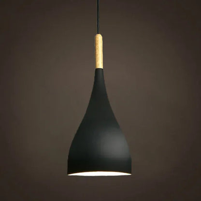 Verthara Premium Nordic Solid Wood Pendant Light A style black / Black power cord