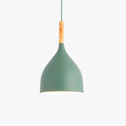 Verthara Premium Nordic Solid Wood Pendant Light B style green / Black power cord