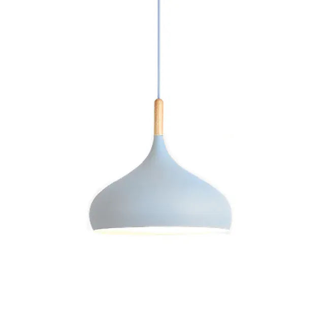 Verthara Premium Nordic Solid Wood Pendant Light C style blue / Black power cord