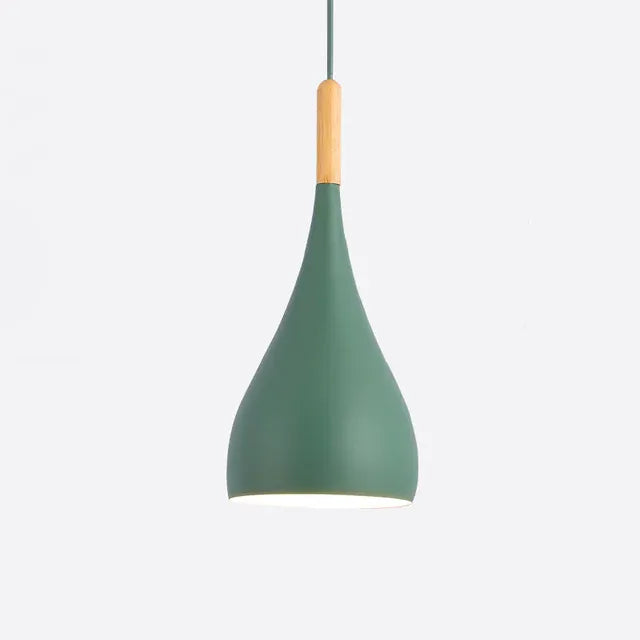 Verthara Premium Nordic Solid Wood Pendant Light A style green / Black power cord