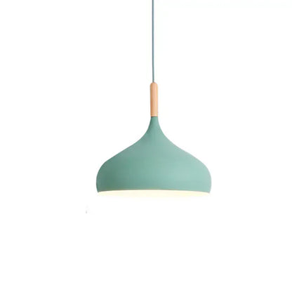 Verthara Premium Nordic Solid Wood Pendant Light C style green / Black power cord