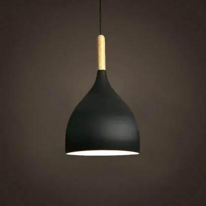 Verthara Premium Nordic Solid Wood Pendant Light B style black / Black power cord