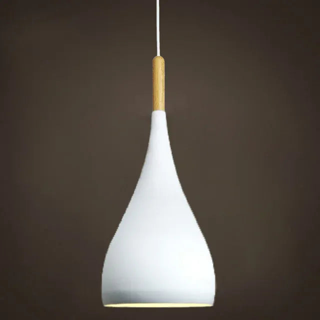 Verthara Premium Nordic Solid Wood Pendant Light A style white / Black power cord