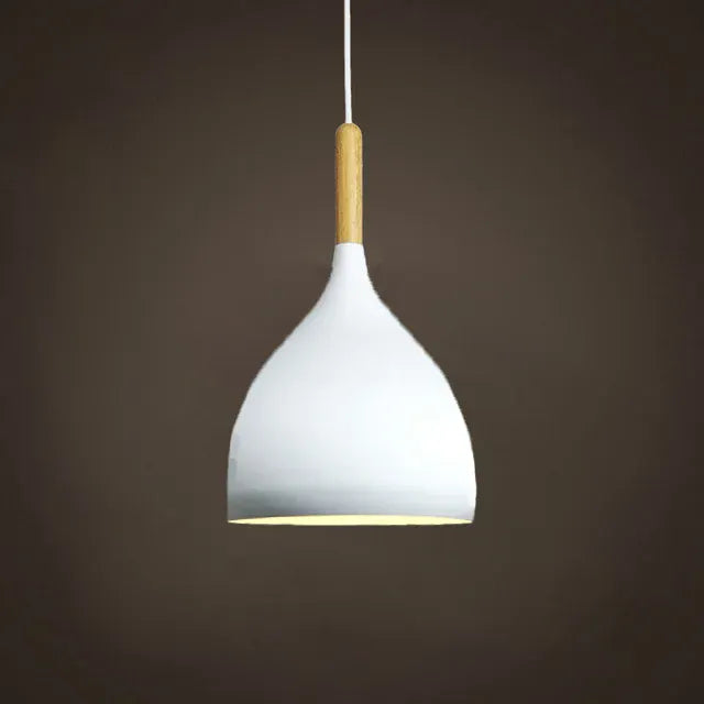 Verthara Premium Nordic Solid Wood Pendant Light B style white / Black power cord